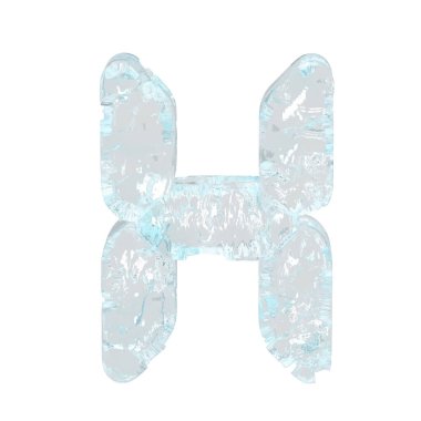 Digital 3d symbol made of ice. letter h