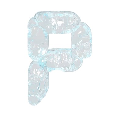 Digital 3d symbol made of ice. letter p