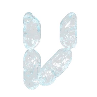Digital 3d symbol made of ice. letter v