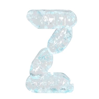Digital 3d symbol made of ice. letter z