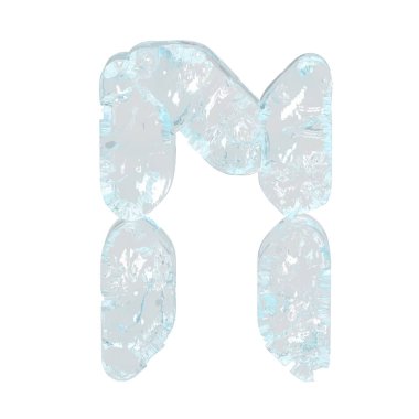 Digital 3d symbol made of ice. letter n