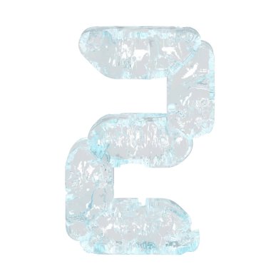 Digital 3d symbol made of ice. number 2