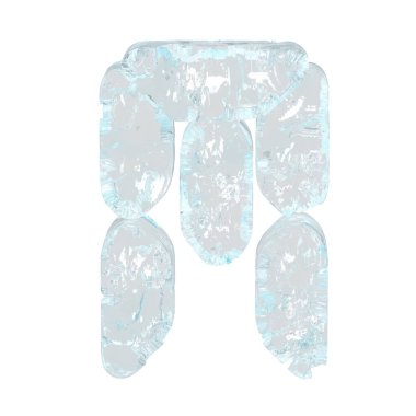 Digital 3d symbol made of ice. letter m