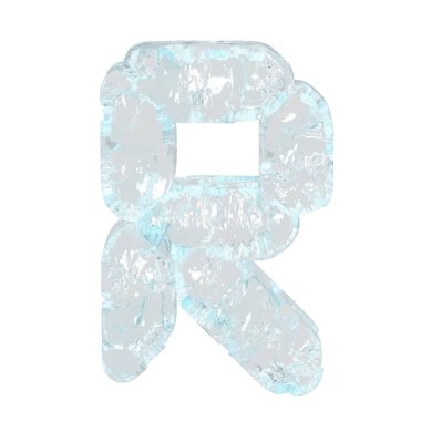 Digital 3d symbol made of ice. letter r