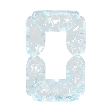 Digital 3d symbol made of ice. number 0