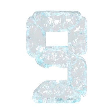 Digital 3d symbol made of ice. number 9