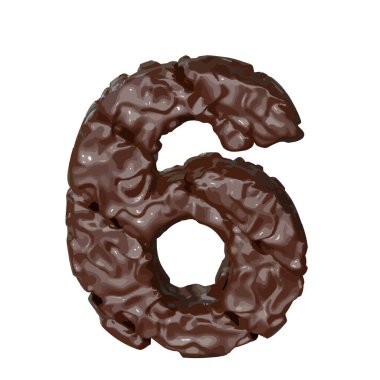 Çikolatadan yapılmış 3D sembol. 6 numara.