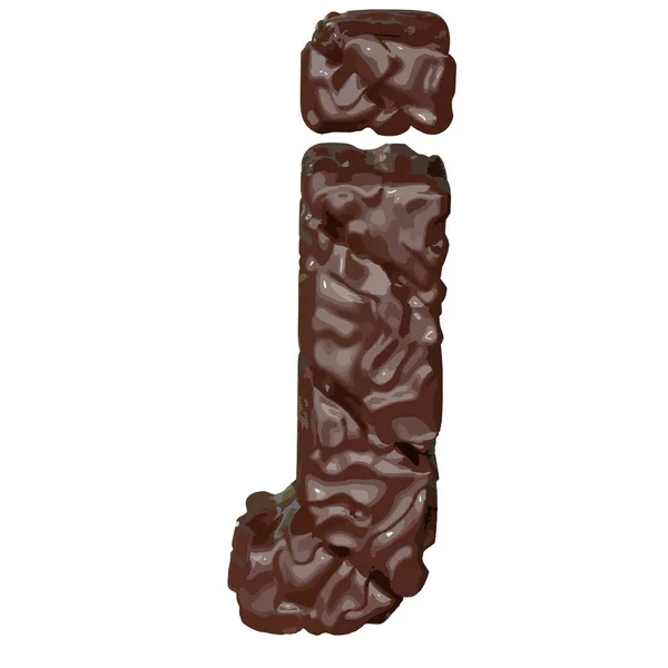チョコレートで作られた3Dシンボル 手紙J — ストックベクタ