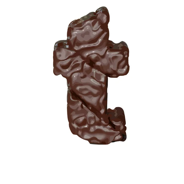 这个3D标志是巧克力做的 字母T — 图库矢量图片