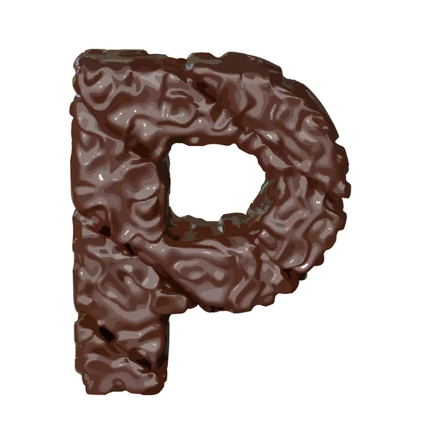 这个3D标志是巧克力做的 字母P — 图库矢量图片