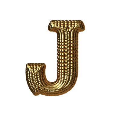 3D symbol made of gold spheres. letter j