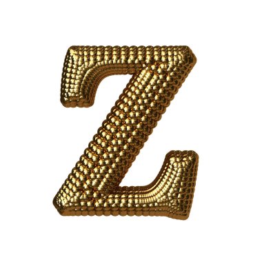 3D symbol made of gold spheres. letter z