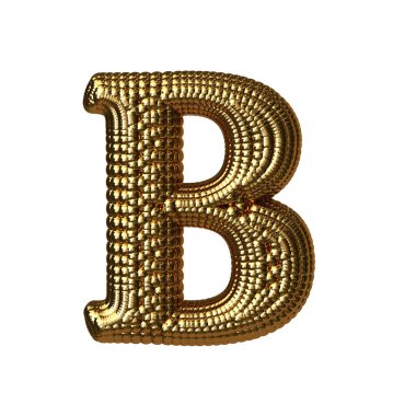 3D symbol made of gold spheres. letter b