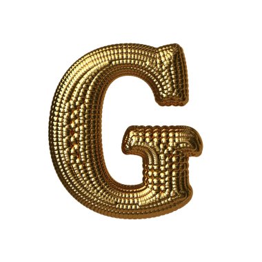 3D symbol made of gold spheres. letter g