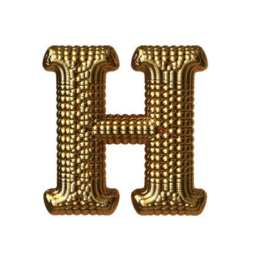 3D symbol made of gold spheres. letter h