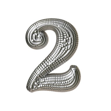 Gümüş kürelerden yapılmış 3D sembol. 2 numara.