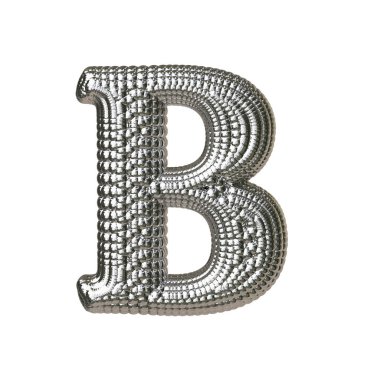Gümüş kürelerden yapılmış 3D sembol. b harfi