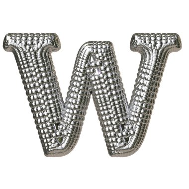 Gümüş kürelerden yapılmış 3D sembol. w harfi