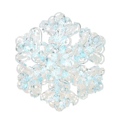 Buzdan yapılmış şeffaf 3D kar tanesi