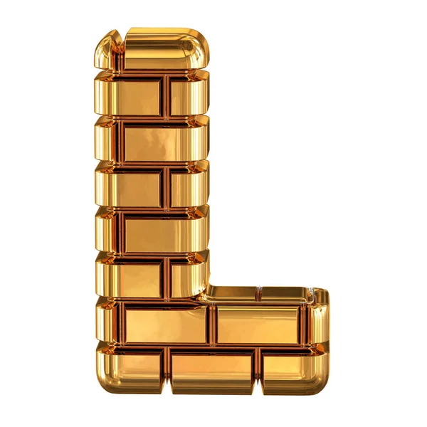 Symbol Made Gold Bricks Letter — Stock Vector