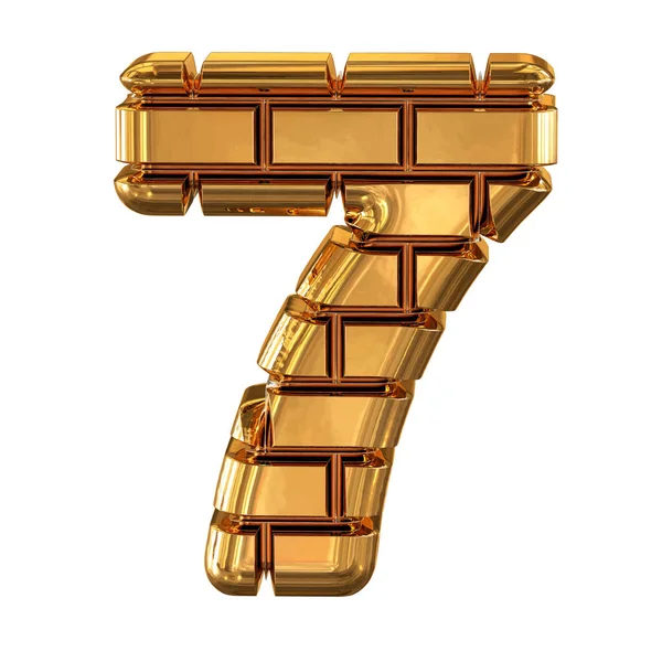 Symbol Made Gold Bricks Number — Stock Vector