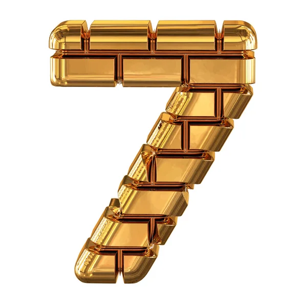 Simbol Yang Terbuat Dari Emas Batangan Nomor - Stok Vektor