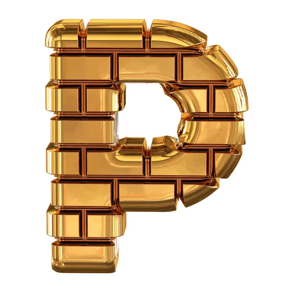 Símbolo Feito Tijolos Ouro Letra — Vetor de Stock
