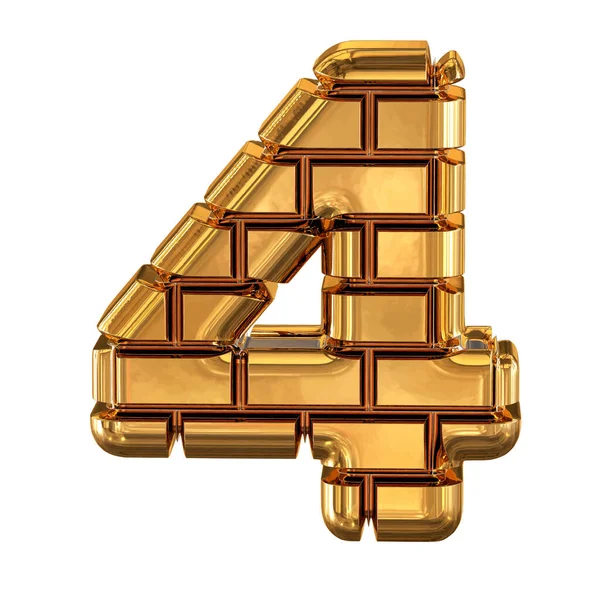 Simbolo Fatto Mattoni Oro Numero — Vettoriale Stock