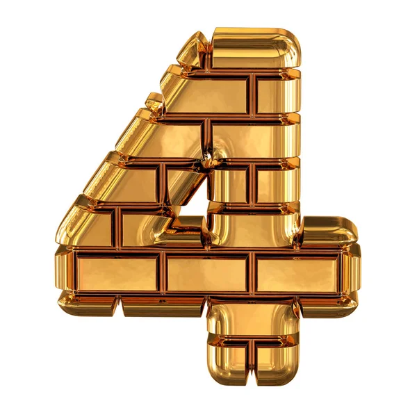 Símbolo Feito Tijolos Ouro Número —  Vetores de Stock