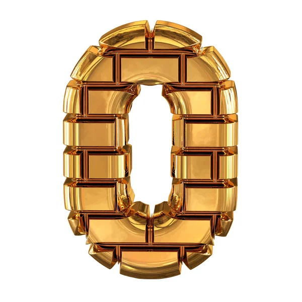 金のレンガで作られたシンボル 番号0 — ストックベクタ
