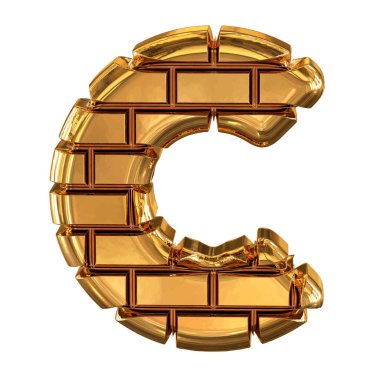 Altın tuğlalardan yapılmış sembol. c harfi