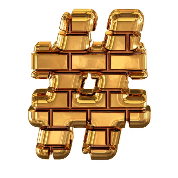 Símbolo Feito Tijolos Ouro — Vetor de Stock