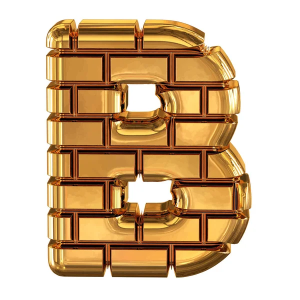 Het Symbool Gemaakt Van Gouden Bakstenen Letter — Stockvector