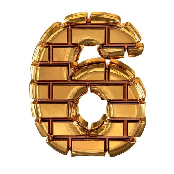 Símbolo Hecho Ladrillos Oro Número — Archivo Imágenes Vectoriales