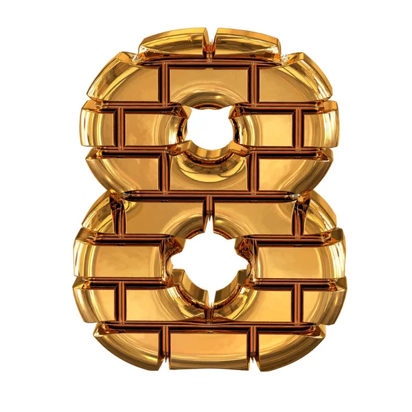 Símbolo Hecho Ladrillos Oro Número — Vector de stock