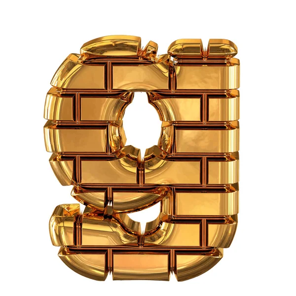 Símbolo Feito Tijolos Ouro Letra — Vetor de Stock