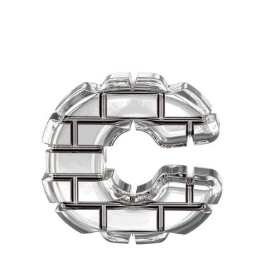 Gümüş tuğlalardan yapılmış 3D sembol. c harfi