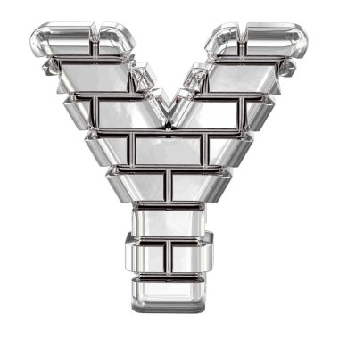 Gümüş tuğlalardan yapılmış 3D sembol. Y harfi