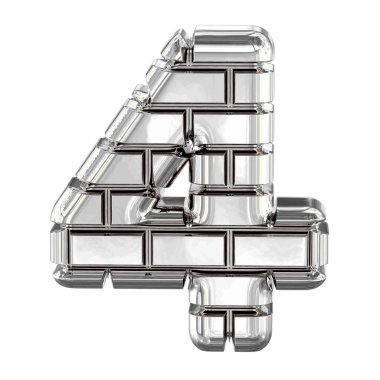 Gümüş tuğlalardan yapılmış 3D sembol. 4 numara.