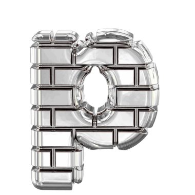 Gümüş tuğlalardan yapılmış 3D sembol. p harfi