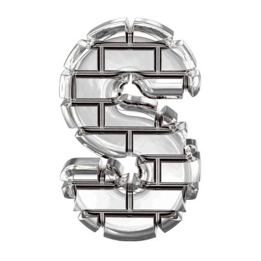 Gümüş tuğlalardan yapılmış 3D sembol. s harfi