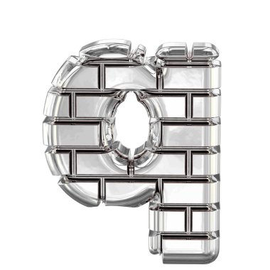 Gümüş tuğlalardan yapılmış 3D sembol. Q harfi