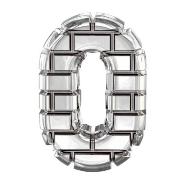 Gümüş tuğlalardan yapılmış 3D sembol. sayı 0