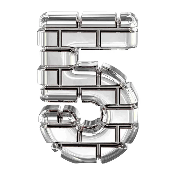 Symbol Made Silver Bricks Number — Stock Vector