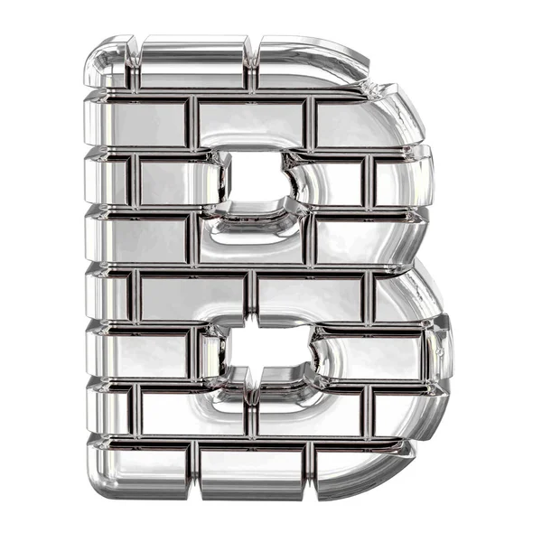 銀製のレンガで作られた3Dシンボル 手紙B — ストックベクタ