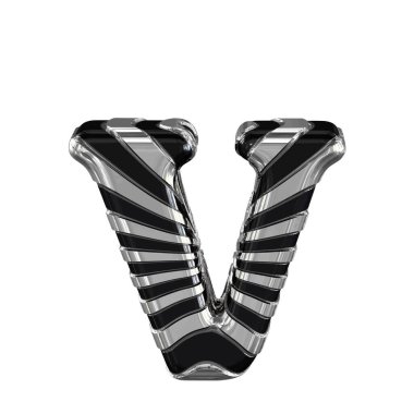 3D geri ve gümüş sembol. V harfi