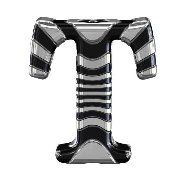 3D geri ve gümüş sembol. t harfi