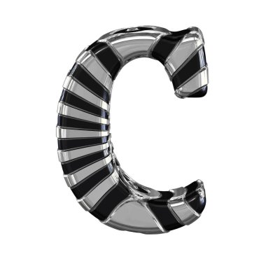 3D geri ve gümüş sembol. c harfi