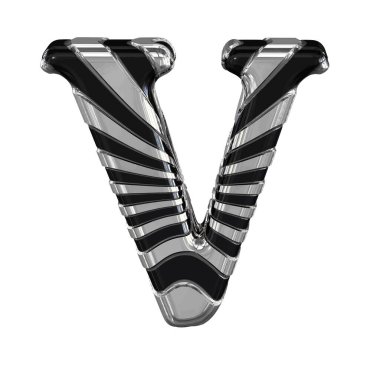 3D geri ve gümüş sembol. V harfi