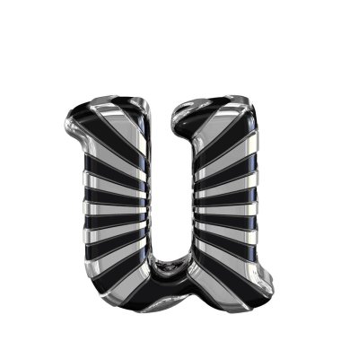 3D geri ve gümüş sembol. harf u